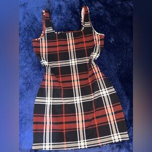 SHEIN Red and Black Plaid Dress